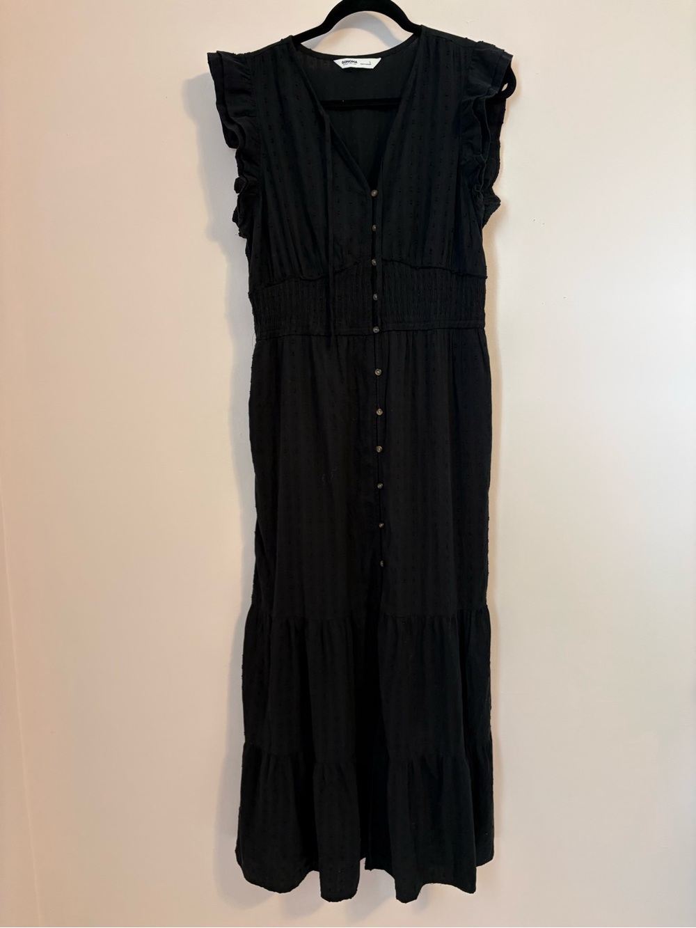 Women's Black Button-Front Maxi Dress - Sonoma size large